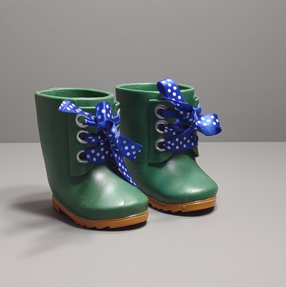 Our generation Battat Green Boots with Blue laces for 18"doll.